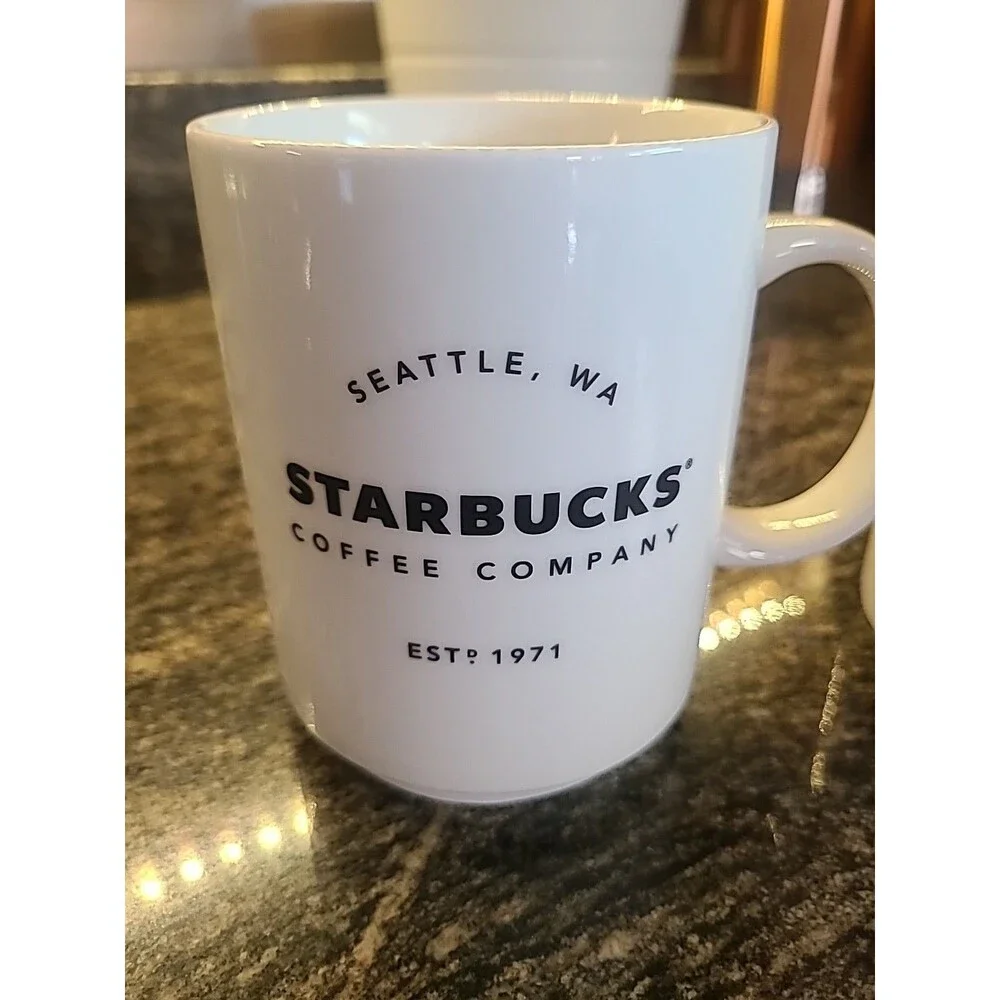Starbucks Coffee Company Seattle WA Mug Est 1971 2018 14 Oz Stackable Cups Bonus